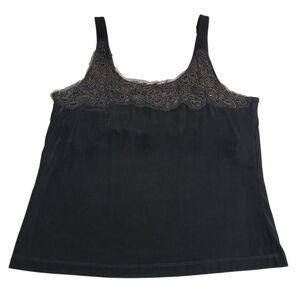 Chico's Travelers Cami Sz 3 / XL Black Embroidered Beaded Lace Boho Whimsigoth